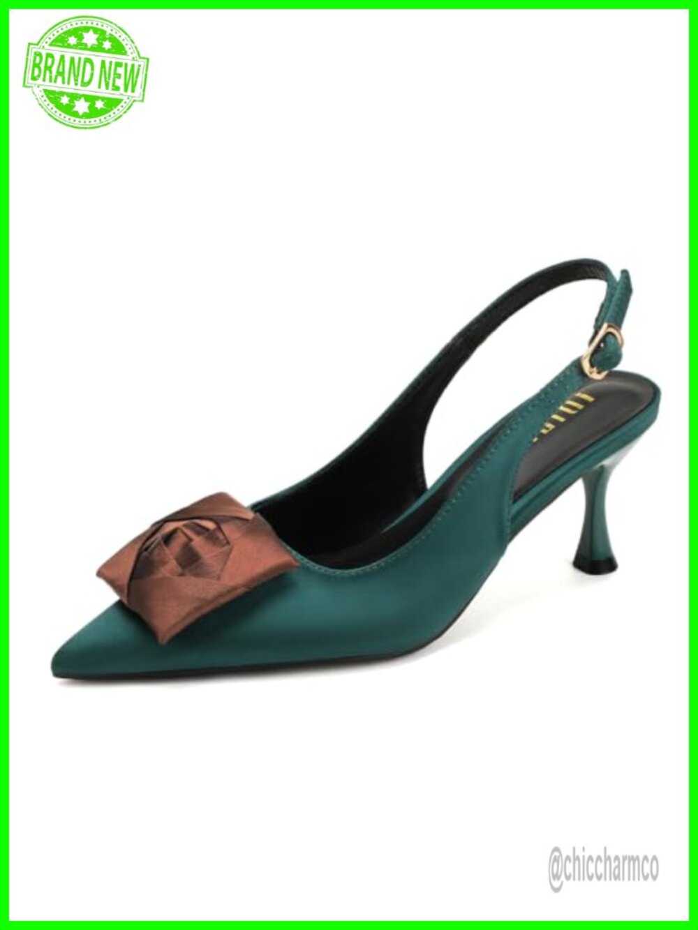 Slingback Kitten Heels Floral Pointed Toe Pumps